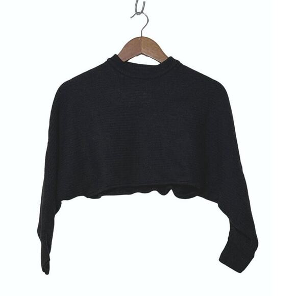 Aritzia Wilfred Lolan Sweater Small Merino Wool Cropped Knit Black - Picture 2 of 10